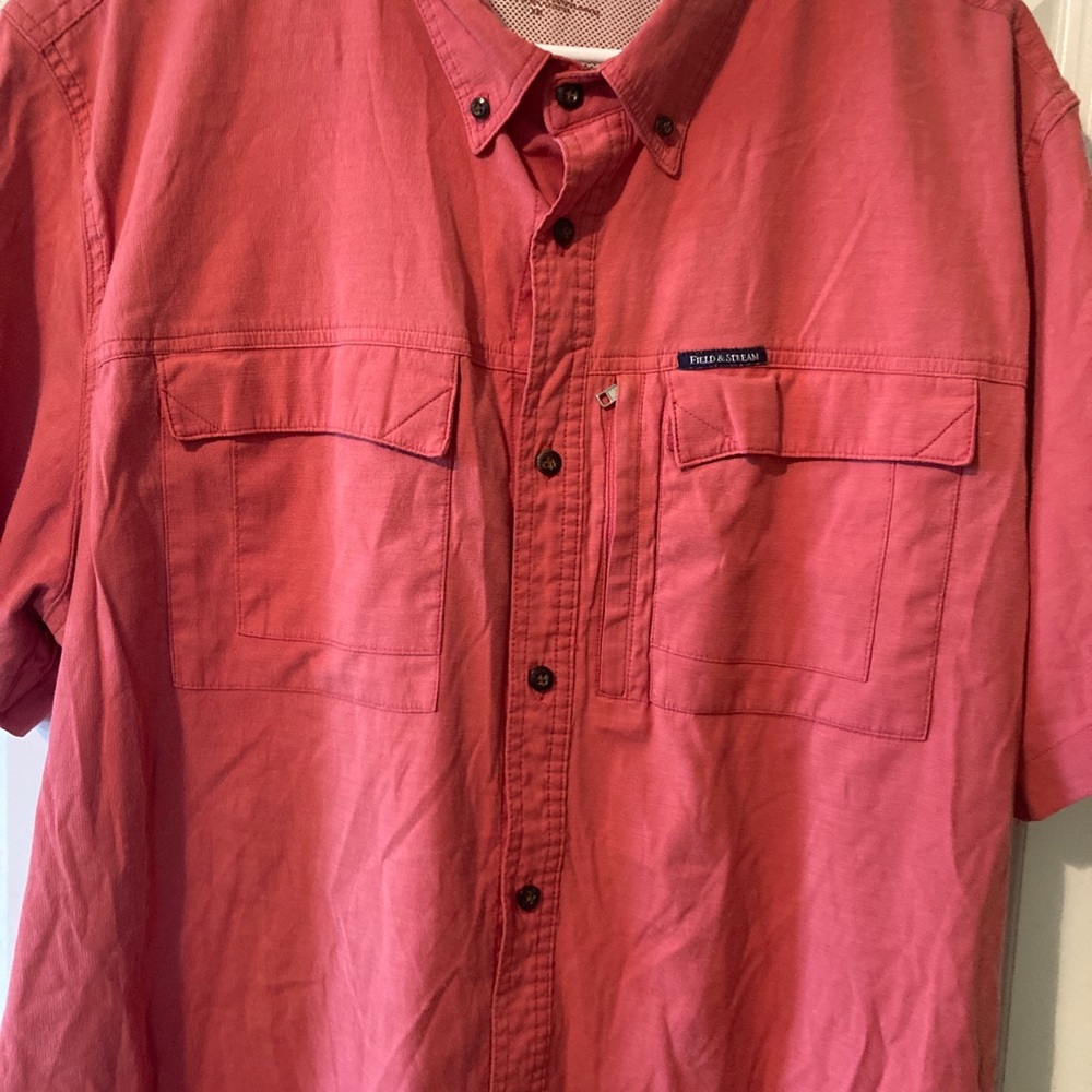 Field & Stream coral Fishing Outdoor Button Shirt Men's XL Pockets short sleeve